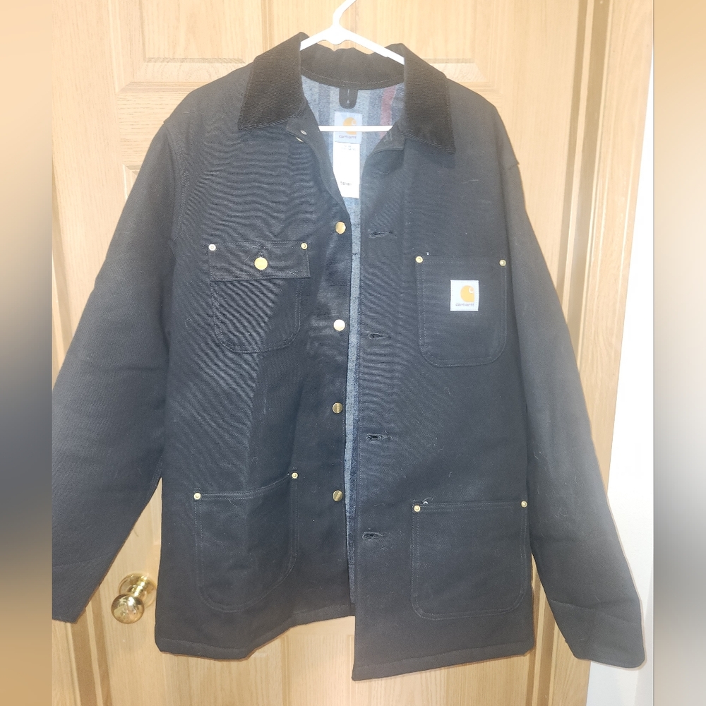 Carhartt Men's C001 Blanket Lined Black Jacket Size Medium-Tall